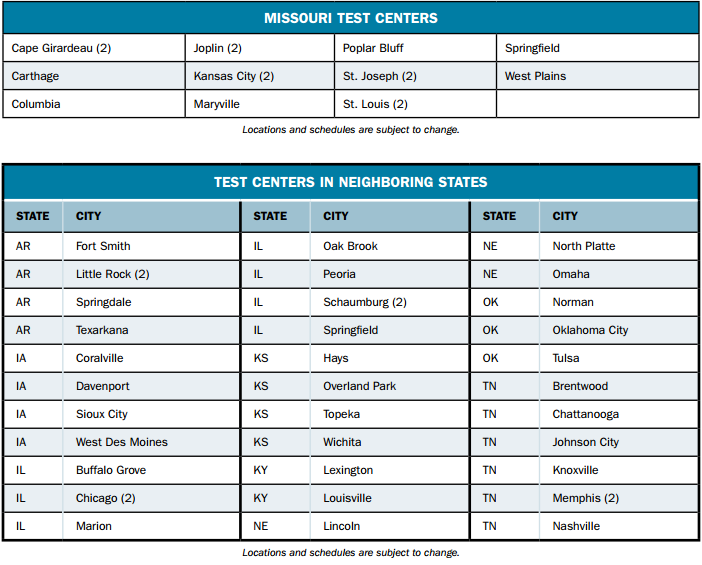 Missouri Insurance Exam Test Centers