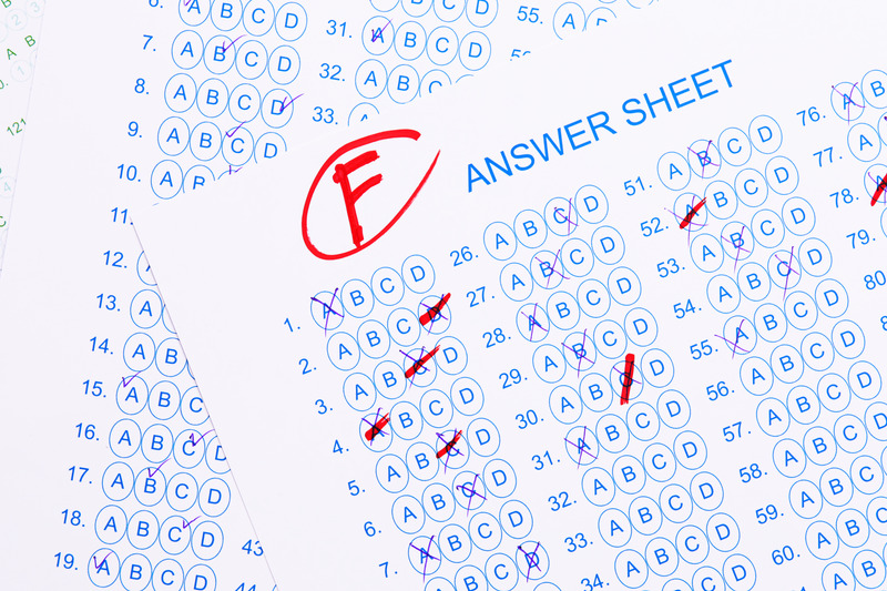 Failed insurance exam test sheet